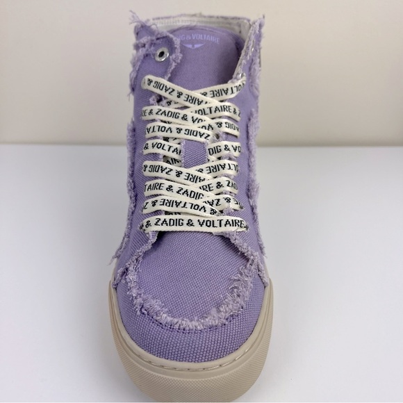 Zadig & Voltaire High Flash Canvas Distressed Sneakers In Boomerang Purple EU 41 - Picture 3 of 13